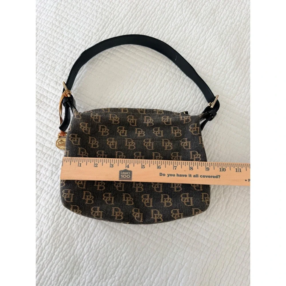 Dooney & Bourke Monogram Canvas Shoulder Bag Brwn Tan DB Logo Duck Charm Vintage